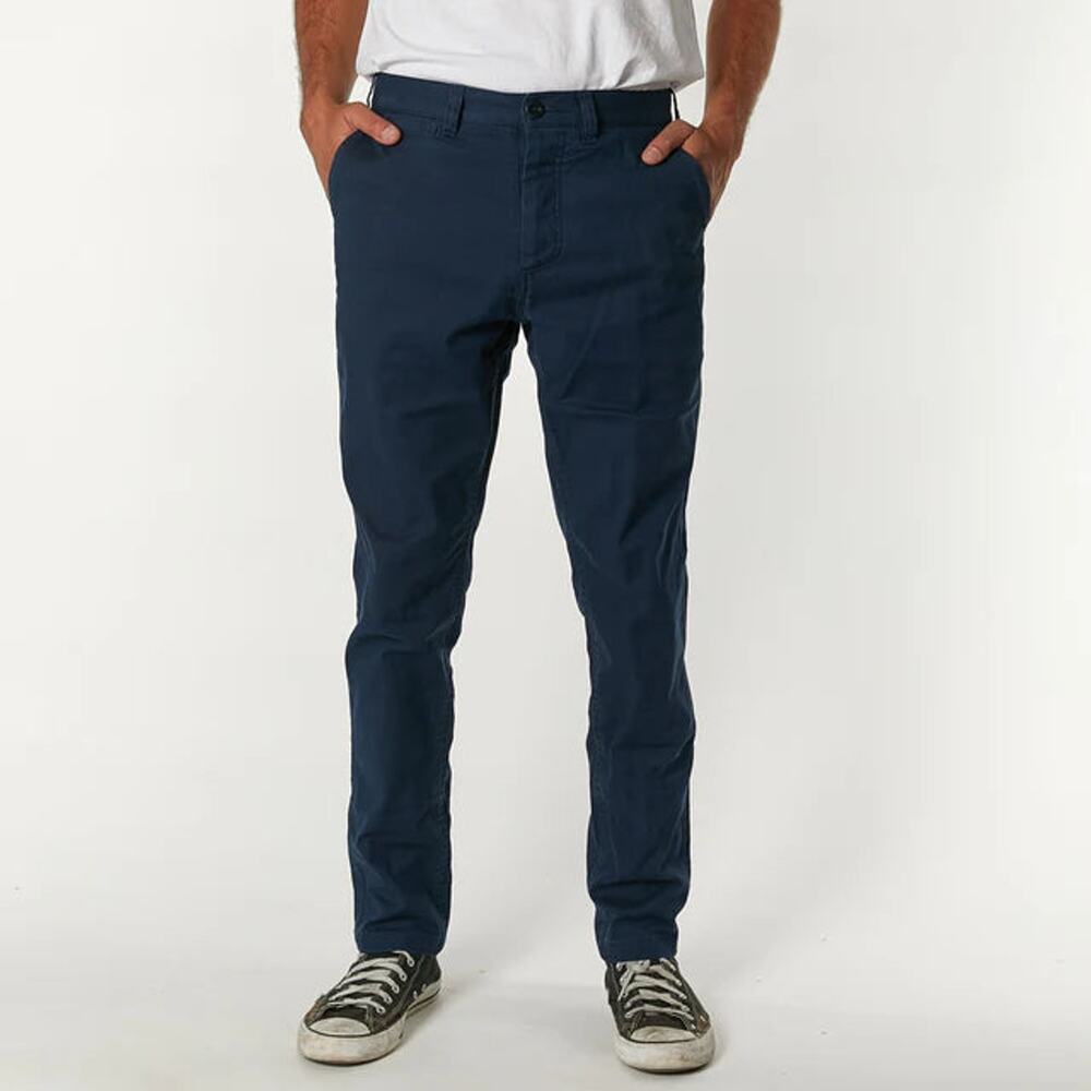 Deus Ex Machina Floyd Navy Chino Pants 29 NEW Blue Cotton Straight Leg Trouser